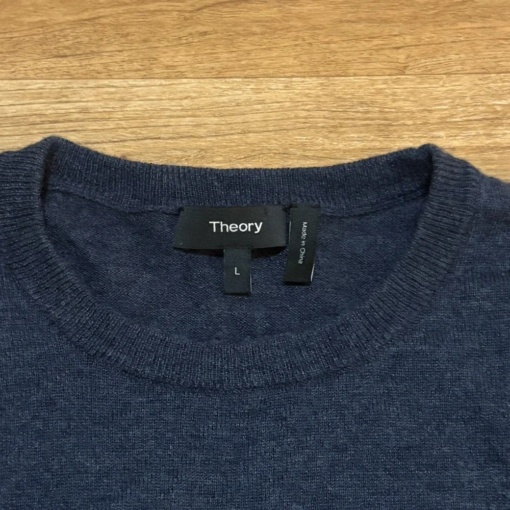 Theory Sweater Mens Large Navy Blue Wool Blend Pullover